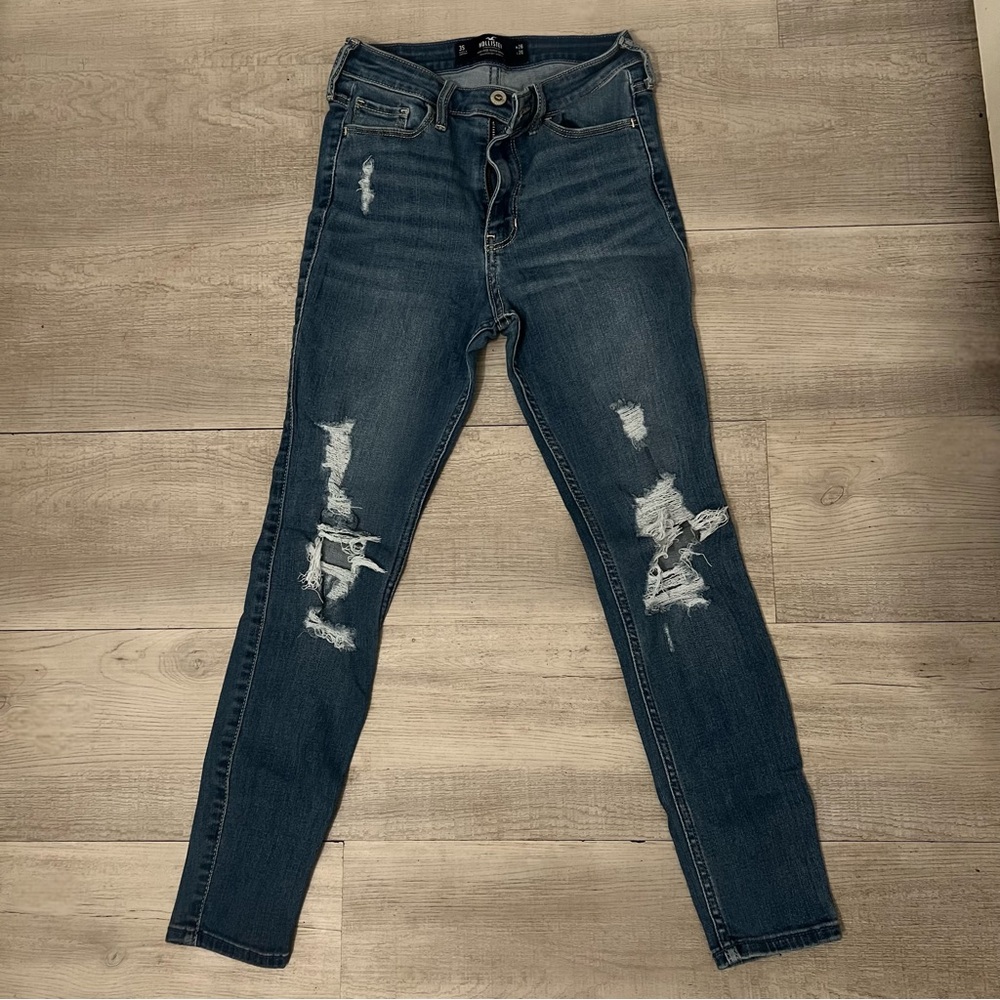Hollister Dark Blue Distressed Skinny Jeans
